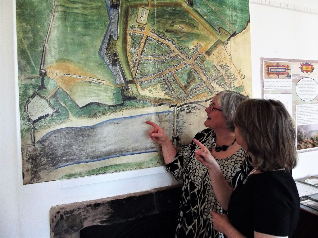 Kate kent and Catherine Seymour discuss a feature on the map